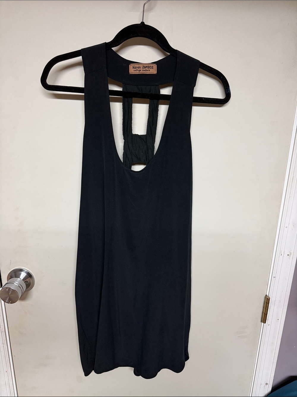 Karen Zambos Black Sleeveless Back-Detail Midi Dress